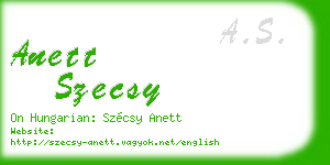 anett szecsy business card